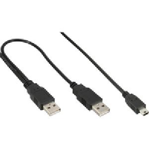 InLine USB Mini-Y-Kabel - 2x Stecker A an Mini-B Stecker (5pol.) - 1,0m